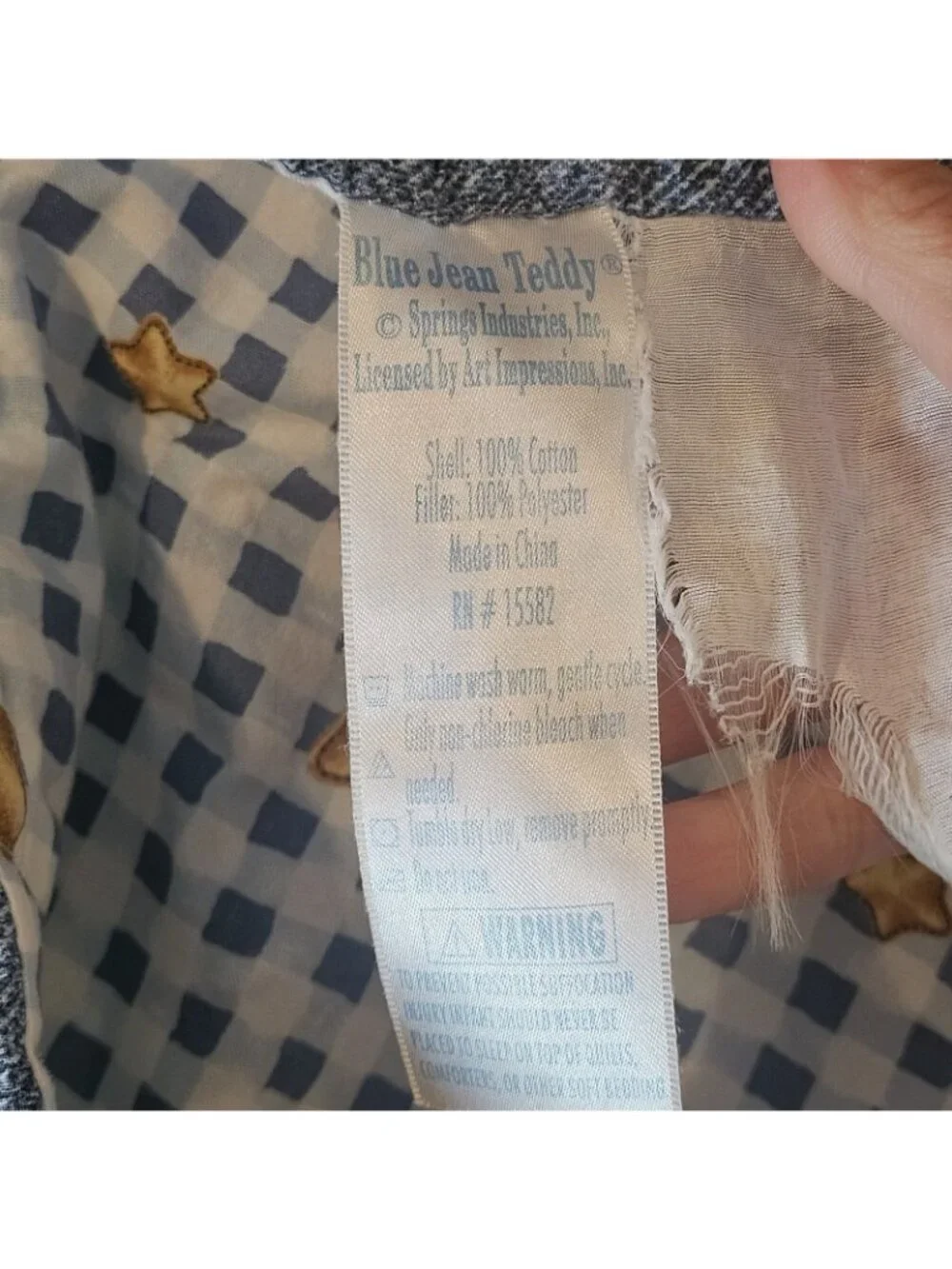 VTG Blue Jean Teddy Bear Blanket Quilt Springs Industries
